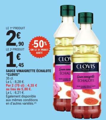 Sauce Vinaigrette Échalote "Clovis"