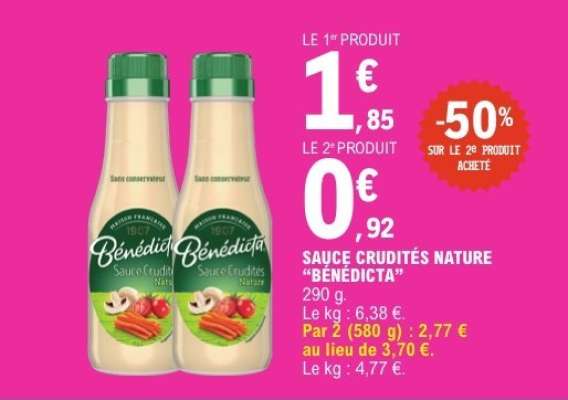 Sauce Crudités Nature Bénédicta