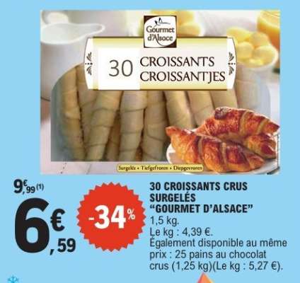 30 CROISSANTS CRUS SURGELÉS “GOURMET D’ALSACE”