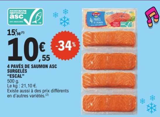 4 Pavés de Saumon ASC Surgelés "Escal"