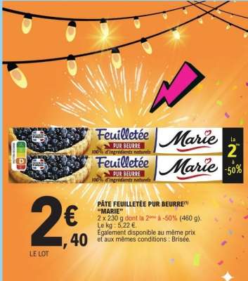 Pâte Feuilletée Pur Beurre Marie