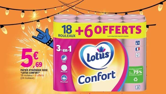 Lotus Confort Papier Hygiénique Rose