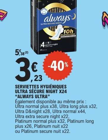 SERVIETTES HYGIÉNIQUES ULTRA SECURE NIGHT X24 “ALWAYS ULTRA”