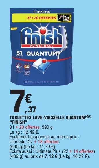 TABLETTES LAVE VAISSELLE QUANTUM “FINISH”