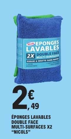 ÉPONGES LAVABLES DOUBLE FACE MULTI-SURFACES X2 “NICOLS”