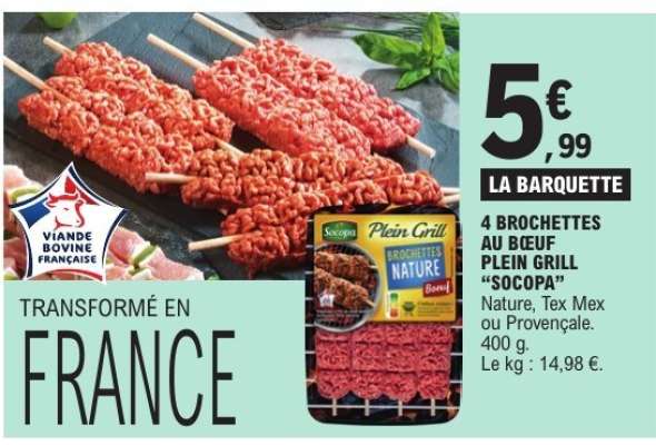 4 Brochettes au Boeuf Plein Grill "Socopa"