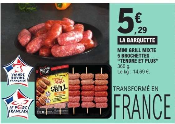 MINI GRILL MIXTE 5 BROCHETTES "TENDRE ET PLUS"