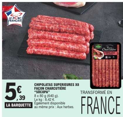 Chipolatas Supérieures X8 Façon Charcutière 'Socopa'