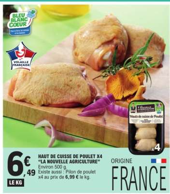 HAUT DE CUISSE DE POULET X4 "LA NOUVELLE AGRICULTURE"