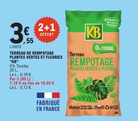TERREAU DE REMPOTAGE PLANTES VERTES ET FLEURIES “KB”