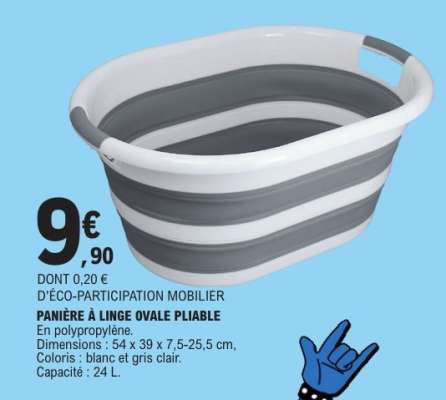 PANIÈRE À LINGE OVALE PLIABLE