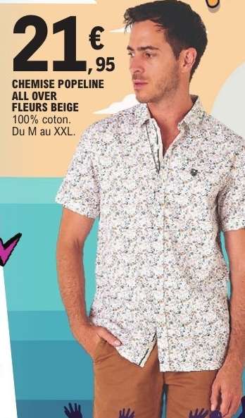 CHEMISE POPELINE ALL OVER FLEURS BEIGE