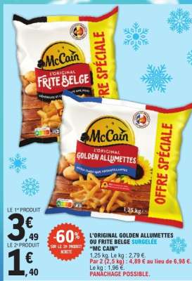 L'ORIGINAL GOLDEN ALLUMETTES OU FRITE BELGE SURGELÉE “MC CAIN”