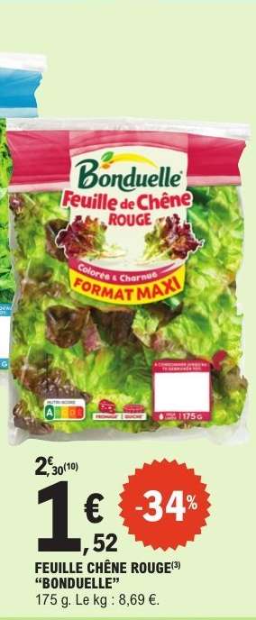 FEUILLE CHÊNE ROUGE "BONDUELLE"
