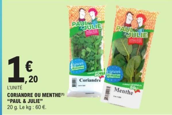 Coriandre ou Menthe "Paul & Julie"