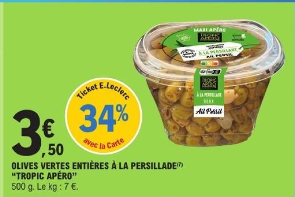OLIVES VERTES ENTIÈRES À LA PERSILLADE 'TROPIC APÉRO'