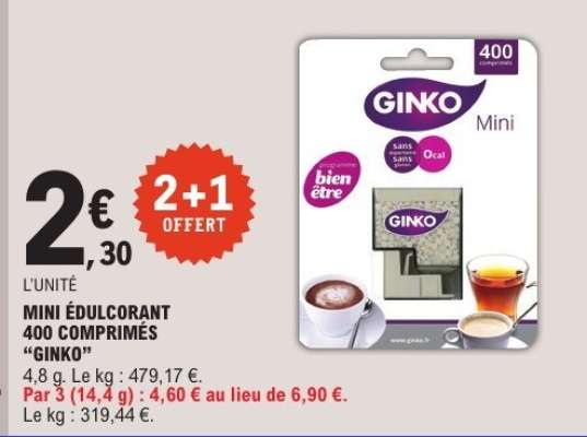 MINI ÉDULCORANT 400 COMPRIMÉS “GINKO”