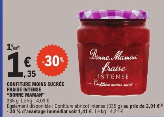 CONFITURE MOINS SUCRÉE FRAISE INTENSE "BONNE MAMAN"
