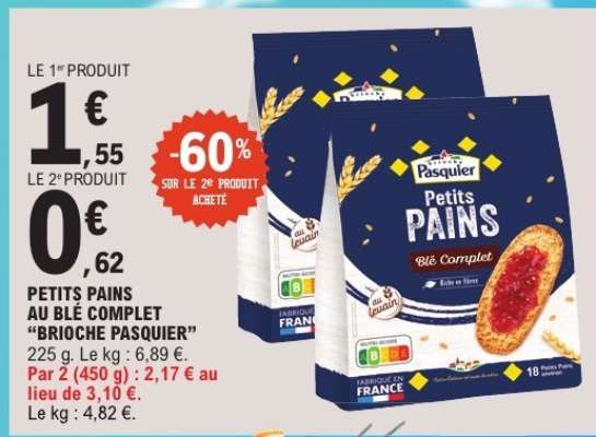PETITS PAINS AU BLÉ COMPLET “BRIOCHE PASQUIER”