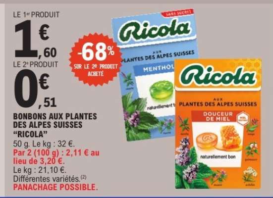 BONBONS AUX PLANTES DES ALPES SUISSES "RICOLA"