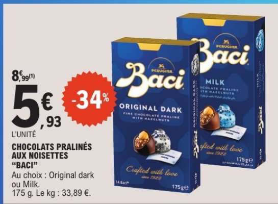 CHOCOLATS PRALINÉS AUX NOISETTES “BACI”