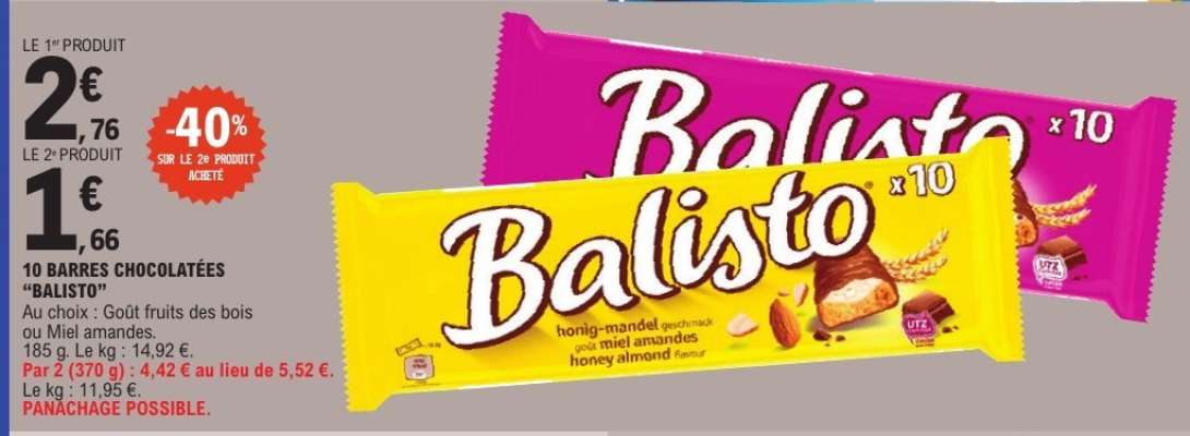 10 BARRES CHOCOLATÉES “BALISTO”