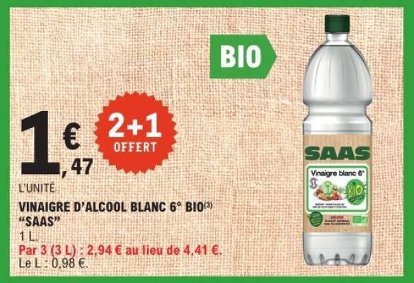 VINAIGRE D'ALCOOL BLANC 6° BIO “SAAS”