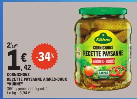 Cornichons Recette Paysanne Aigres-Doux Kühne