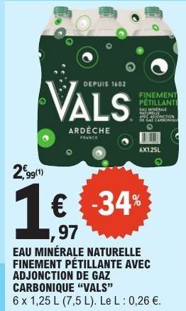 Eau Minérale Naturelle Finement Pétillante avec Adjonction de Gaz Carbonique “Vals”