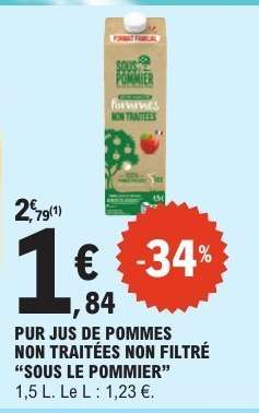 PUR JUS DE POMMES NON TRAITÉES NON FILTRÉ “SOUS LE POMMIER”
