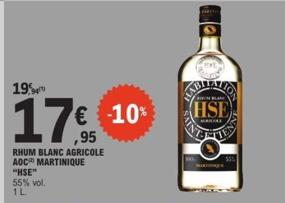RHUM BLANC AGRICOLE AOC MARTINIQUE “HSE”