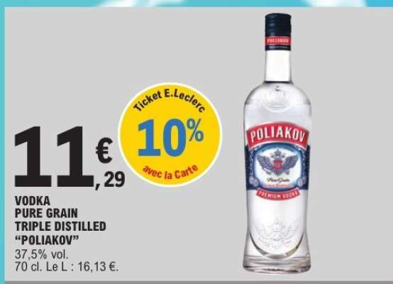 VODKA PURE GRAIN TRIPLE DISTILLED "POLIAKOV"