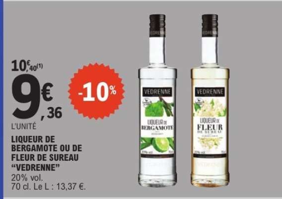 LIQUEUR DE BERGAMOTE OU DE FLEUR DE SUREAU “VEDRENNE”