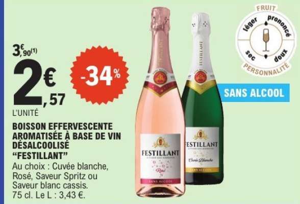 BOISSON EFFERVESCENTE AROMATISÉE À BASE DE VIN DÉSALCOOLISÉ “FESTILLANT”