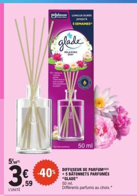 Diffuseur de parfum + 5 bâtonnets parfumés "Glade"