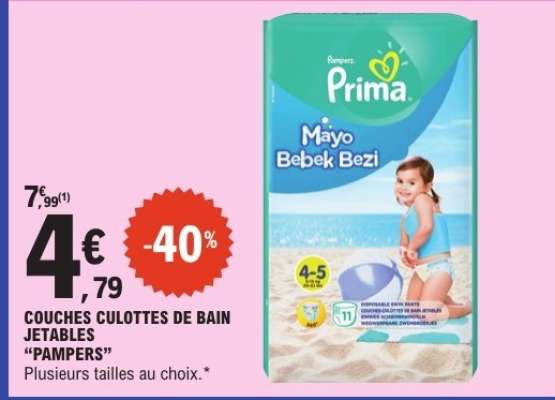 COUCHES CULOTTES DE BAIN JETABLES “PAMPERS”