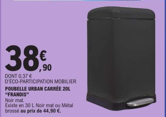 POUBELLE URBAN CARRÉE 20L "FRANDIS"