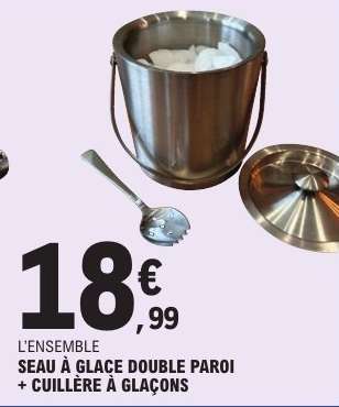 L'ENSEMBLE SEAU À GLACE DOUBLE PAROI + CUILLÈRE À GLAÇONS