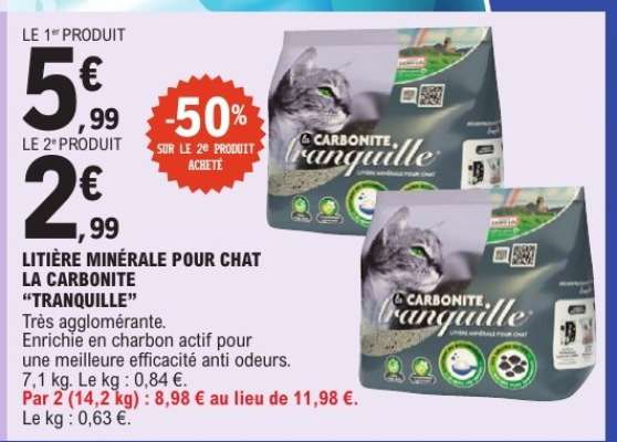 LITIÈRE MINÉRALE POUR CHAT LA CARBONITE “TRANQUILLE”