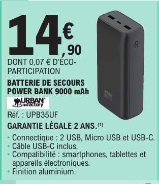 BATTERIE DE SECOURS POWER BANK 9000 mAh