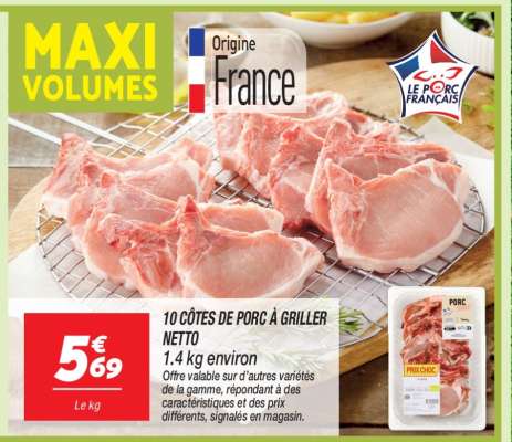 10 CÔTES DE PORC À GRILLER NETTO