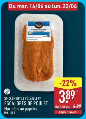 ESCALOPES DE POULET Marinées au paprika