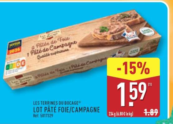 LES TERRINES DU BOCAGE LOT PÂTÉ FOIE/CAMPAGNE