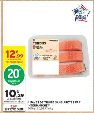 4 pavés de truite sans arêtes PAF Intermarché