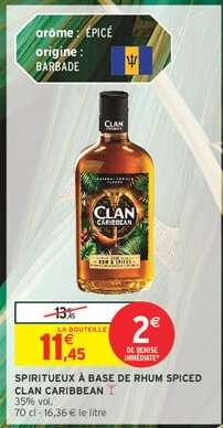 Spiritueux à base de rhum spiced Clan Caribbean