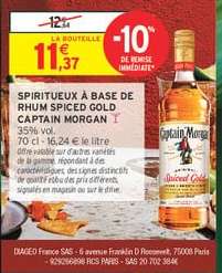 SPIRITUEUX À BASE DE RHUM SPICED GOLD CAPTAIN MORGAN