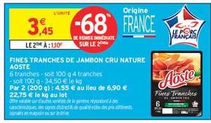 FINES TRANCHES DE JAMBON CRU NATURE AOSTE