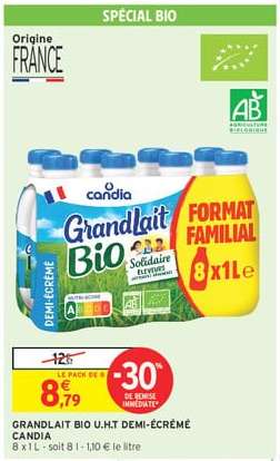 GRANDLAIT BIO U.H.T DEMI-ÉCRÉMÉ