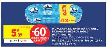 Morceaux de thon au naturel Démarche Responsable Petit Navire