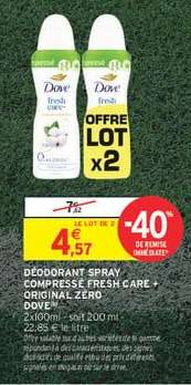 DÉODORANT SPRAY COMPRESSÉ FRESH CARE + ORIGINAL ZÉRO DOVE